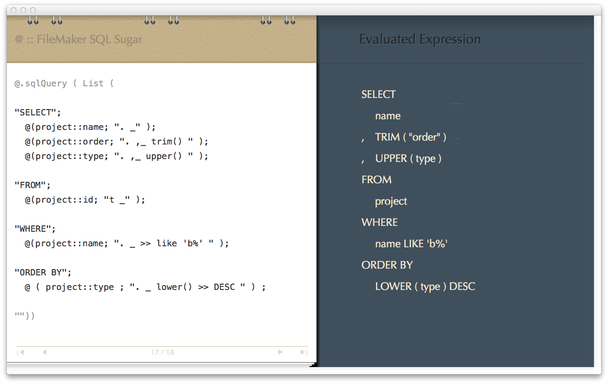 FileMaker SQL, before and after @